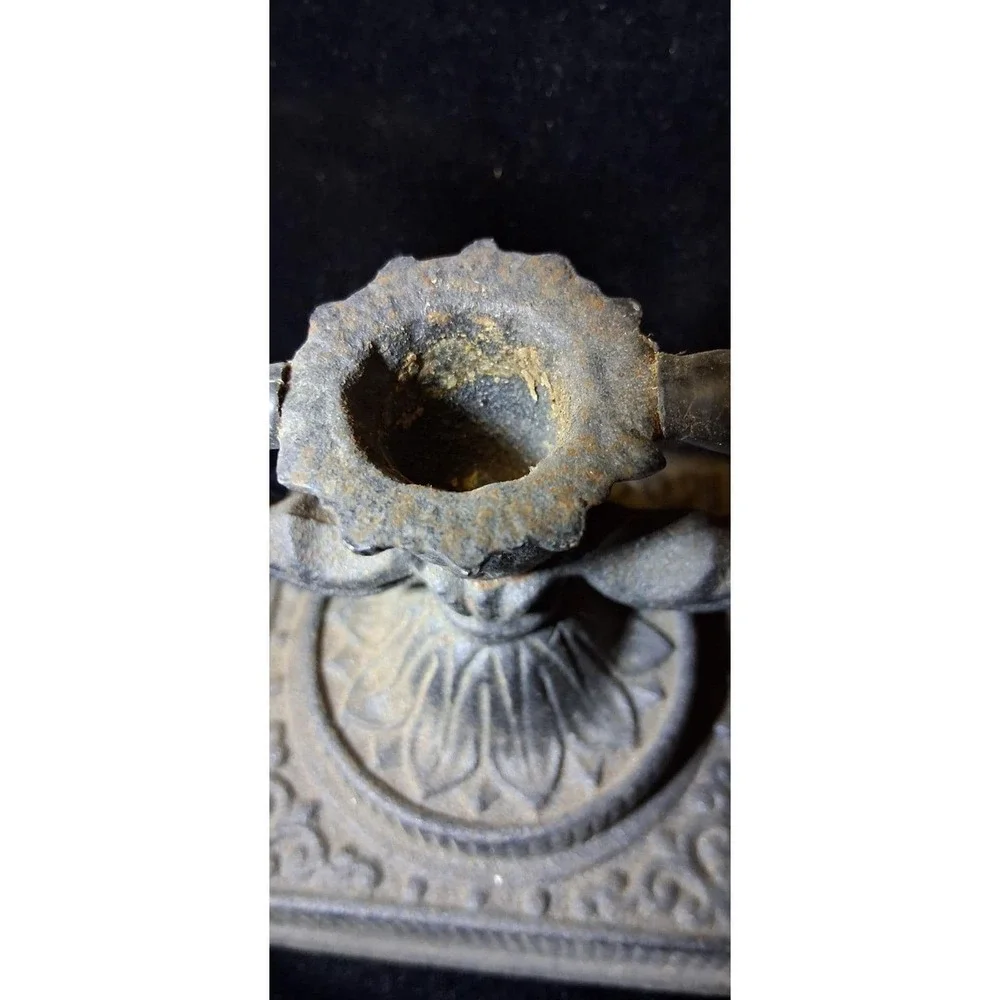 Vintage Wilton Ornate Black Cast Iron Taper Candle Holder Made In USA